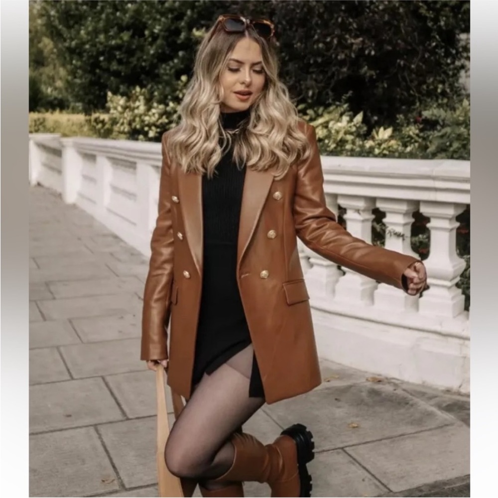 Zara faux leather blazer